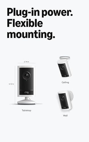 Ring Outdoor Cam Pro, Plug-In (newest model), Home or business security, Retinal 4K with wide-angle video, 10x Enhanced Zoom, and Low-Light Sight, White 6
