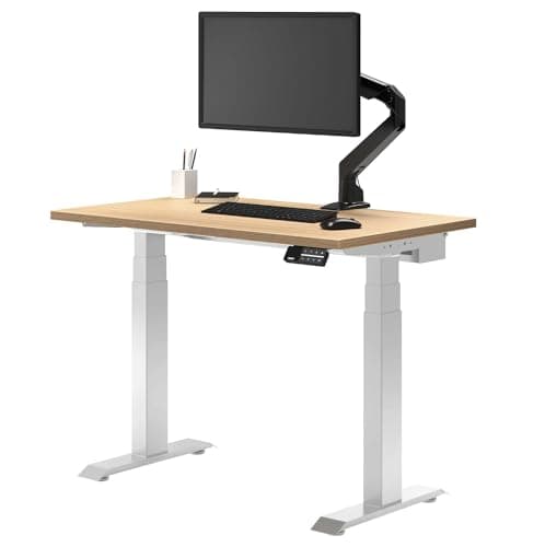 Desky Dual Mini Sit Stand 32 x 20 in Compact Desk with Dual Motors, 3-Stage Height Range, 4 Memory Presets – One-Piece Top for Home Office Sublime Teak