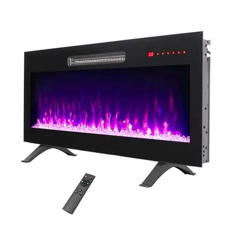 Innoflame 36" Electric Fireplace, Wall Fireplace Electric with Remote Control, 16 Adjustable Flame Colors, Freestanding/Wall Mounted/Recessed, 1400W Fireplace Insert Heater, Timer, Thermostat