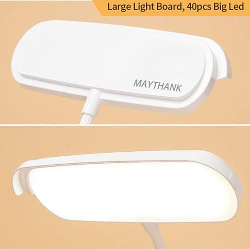MAYTHANK Cordless Desk Table Lamp Reading Light 40 Led Rechargeable Big Battery, Touch 3 Modes,2 Ways Power,Dimmable,Gooseneck,Small Portable Bedroom Bedside Lamp 6