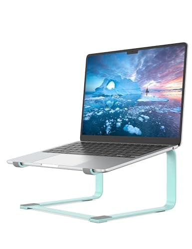 SOUNDANCE Laptop Stand for Desk, Metal Computer Riser, Heavy Stable PC Holder, Ergonomic Laptops Elevator for 12 to 17.3 Inches Notebook Computer, Blue