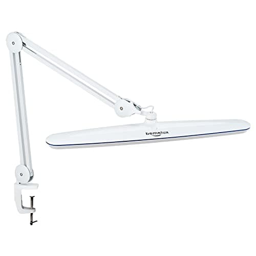 bemelux Task Lamp with Clamp, Bright 117PCS LEDs, Metal Swing Arm 24W 2200 Lumen Dimmable Led Desk Lamp for Architect Home Office Study Reading Dorm Workbench Craft, 23 Inch Working Lamp(White)