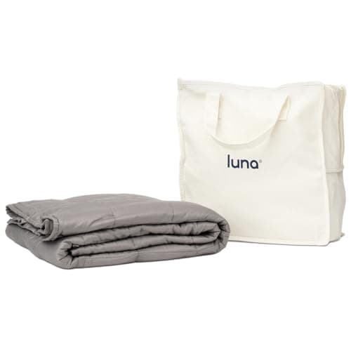 Luna Luxe Cotton Weighted Blanket for Adults - Soft Blankets Back to School Dorm Room Essentials - Oeko-Tex All-Season Travel [15lbs - Full - 48" x 72"] [Light Grey]