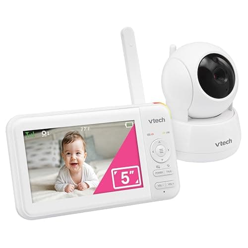 VTech Video Baby Monitor with 5" LCD Screen, Up to 17Hrs Video & 31Hrs Audio Battery Life, Night Vision, 1000ft Range, Pan-Tilt-Zoom, Lullabies, Soothing Sounds, Temperature Sensor, No WiFi: 924W