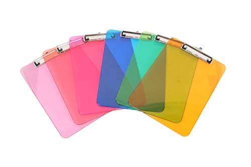 Amazon Basics Colorful, Sturdy, Lightweight Plastic Clipboards, Letter Size, Assorted Colors, Pack of 6
