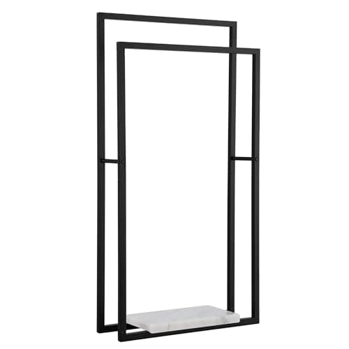 KES Standing Towel Racks for Bathroom with Heavy Marble Base, 38" H Towel Rack Stand for Bathroom 2-Tier, Blanket Rack for Bathroom Floor, Matte Black, BTH501-BK 8