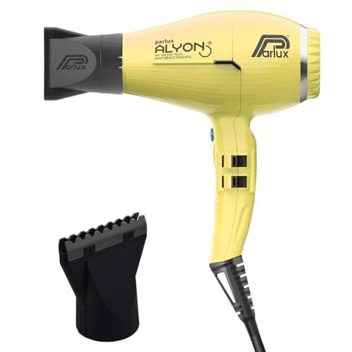 Parlux Alyon Yellow Hair Dryer + M Hair Designs Hot Blow Attachment (Bundle) – Lightweight, Fast-Drying, Ionic Blow Dryer for Frizz-Free, Salon-Quality Styling