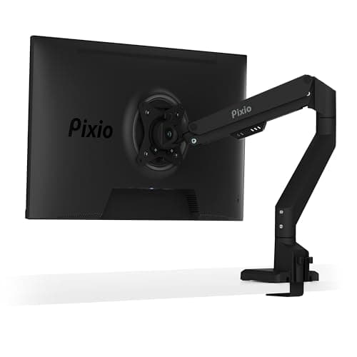 Pixio PS1S Wave Black Single Monitor Arm Stand Desk Mount - Fits up to 32 inches Monitors and up to 19.8lbs. VESA Compatibility and Integrated Cable Management