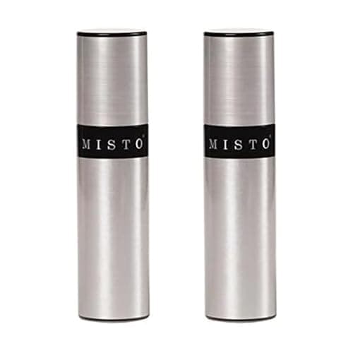 Misto Aluminum Oil Sprayer, Set of 2, Versatile Refillable Aerosol Sprayers for Olive Oil, Vinegar, Lemon Juice, Dressings, and More, Ideal for Cooking, BBQ, and Air Fryers