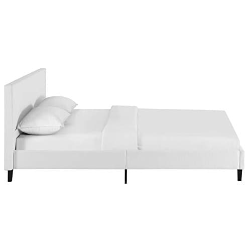 Modway Anya Upholstered White Full Platform Bed with Wood Slat Support 5