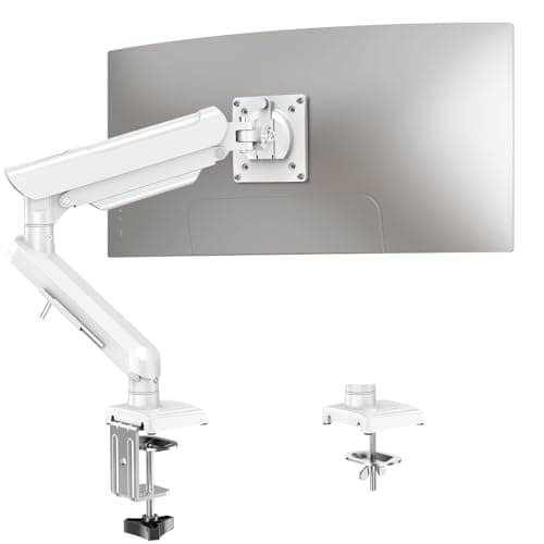 Single Monitor Desk Mount, 13-32 inch Adjustable Full Motion Monitor Arm, Computer Monitor Stand Holder with Clamp and Grommet Base, Fits 4.4 to 22lbs Screens, VESA Mount Bracket, White, Freelift Pro
