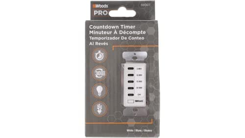 Southwire Woods In-Wall 30-Minute Decora Digital Countdown Timer - Automatic Wall Timer - Energy-Efficient Appliances Timekeeper - Easy-Install Digital Timer - Compact Design