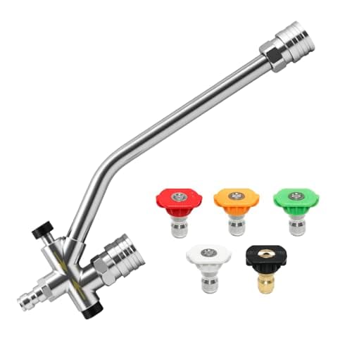 JANZ Foam Cannon Dual Connector Accessory for Pressure Washer Kit, 1/4'' Quick Connector, Soap Cannon Double Tip Attachment, 5 Power Washer Sprayer Nozzles