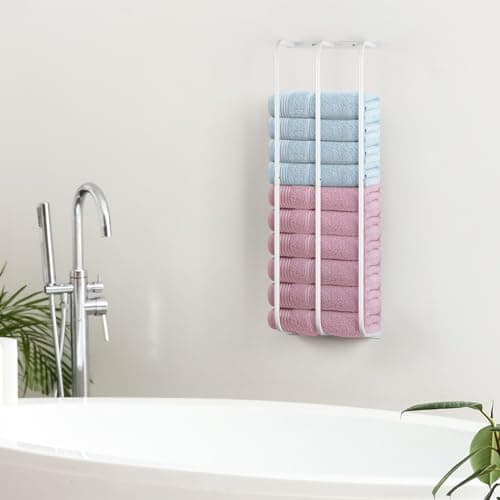 Towel Rack for Bathroom Wall Mounted Towel Holder for Rolled Towels Metal Towel Storage for Wall 3 Bar Wall Towel Rack for Small Bathroom Spa Salon Hotel (White) 7