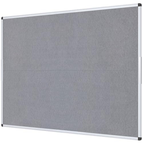 VIZ-PRO Large Fabric Bulletin Board/Foldable Notice Board Felt Gray, 60 X 48 Inches, Silver Aluminium Frame