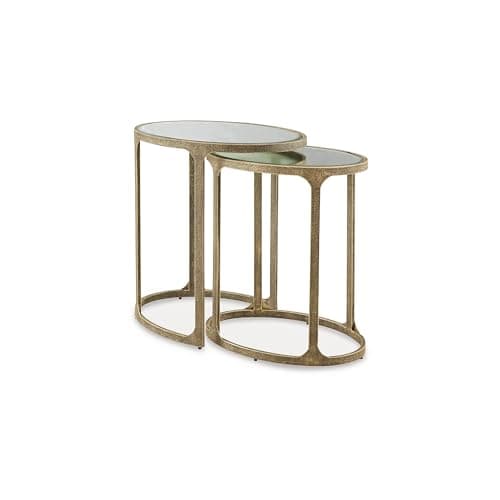 Signature Design by Ashley Irmaleigh Classic Nesting Accent Table Set with Mirrored Tabletops, Set of 2, Metallic