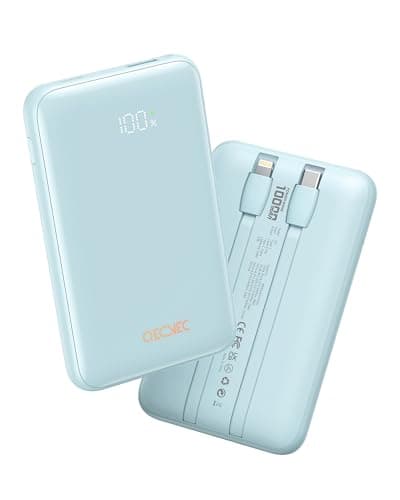 Portable Charger 10000mAh, Cell Phone Portable Power Banks with 22.5W PD Fast Charging, Compact Phone Charger Built in Cable, Compatible with Apple, Samsung, Google, Motorola and More