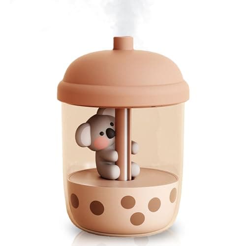 450ml Portable Mini Cool Mist Humidifier With Koala-Theme, USB Personal Auto Shut-Off, Ultra-Quiet (Coffee)