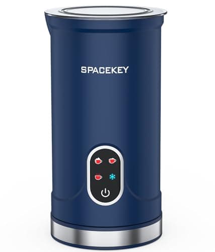 Spacekey Milk Frother, 4-in-1 Electric Frother for Coffee, 10.1oz/300ml Automatic Warm and Cold Foam Maker with Mute Mode, Temperature Control Milk Steamer for Latte, Easy to Clean