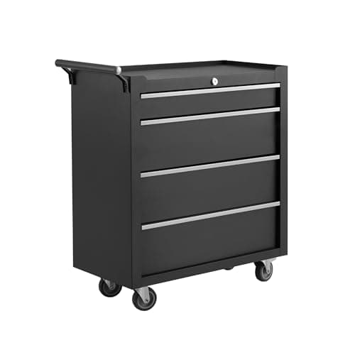 Rolling Tool Chest, 4 Drawers Tool Storage Cabinet with Wheels, Portable Tool Cabinet Organizer with Locking System & Drawer Liners,Universal Lockable Wheels, Tool Storage Cart for Garage, Workshop
