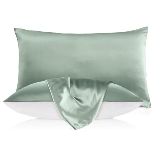 LILYSILK 19mm Silk Pillowcase for Hair and Skin with Cotton Underside 1pc Queen 20x30 Inch Avocado Green
