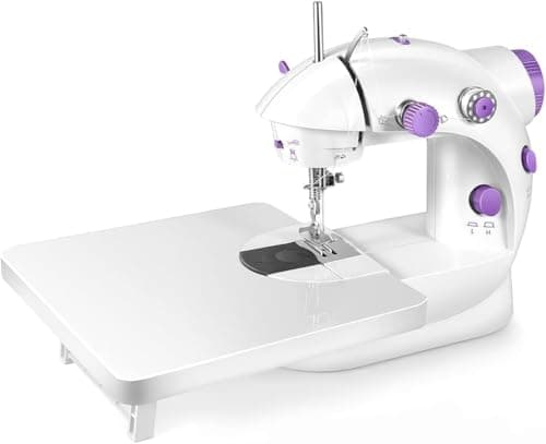 Sewing Machine, 2 Modes Mini Sewing Machine for Beginners with Extension Table & Light, Portable and Easy to Use for DIY, Clothes, Home and Travel
