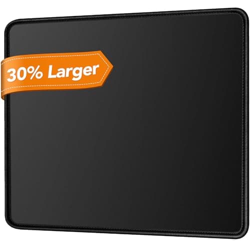 TONOS Black Mouse Pad 11 x 8.7 in. Basic Computer Mouse Pad for Desk with Stitched Edges & Non-Slip Rubber Base. Premium-Textured Mousepad for Laptop, Computer, PC, Gaming & Working (1 Pack)