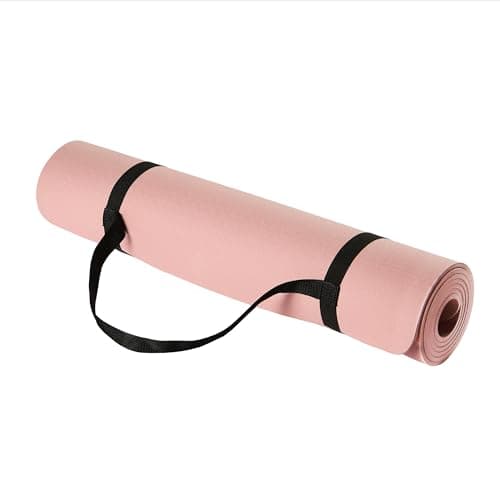 Amazon Basics 0.25-inch Thick TPE Exercise Yoga Mat with Carrying Strap, Rose