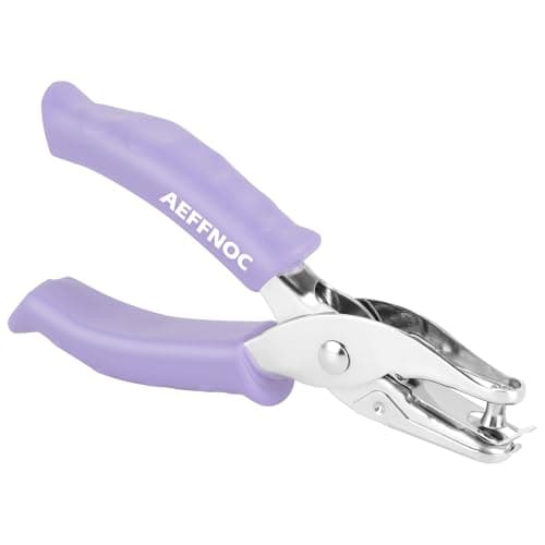 AEFFNOC Single Hole Punch, One Hole Puncher with Soft Grip Handle, 1/4 Inch Paper Hole Punches, Small Hole Punchers with Paper Mess Tray, 6 Sheets Capacity, for Crafts, Scrapbooks (Purple)