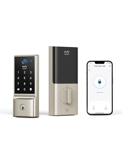 eufy Security Smart Lock C220, Fingerprint Keyless Entry Door Lock, Built-in Wi-Fi, App Remote Control, Front Door Smart Deadbolt, IP53 Waterproof, 8-Months Battery, Nickel