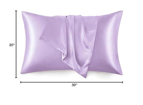Love's cabin Satin Pillowcase Set of 2 Queen Size 20x30, Cooling Pillow Covers for Hair and Skin, Silky Smooth with Envelope Closure, Similar to Silk, Light Purple 8