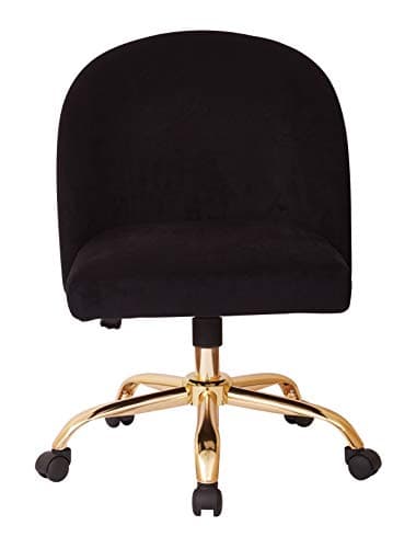 OSP Home Furnishings Layton Mid-Back Adjustable Office Chair with 5-Star Base, Gold Finish and Black Velvet 9
