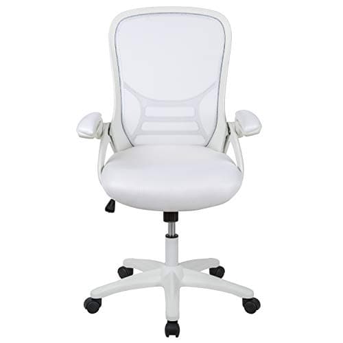 Flash Furniture Porter High-Back Swivel Office Chair with Adjustable Lumbar Support and Height, Ergonomic Mesh Desk Chair with Flip-Up Armrests, White 18