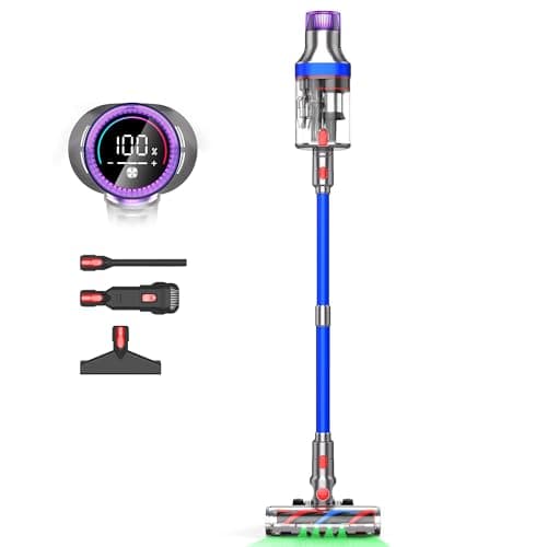 REBANIC Cordless Vacuum Cleaner, 65-Mins/600W/48KPa Powerful Suction,Double-Cups Vacuum Cleaner for Home, 8-in-1 Touch Screen Stick Vacuum Cordless Rechargeable,Ideal for Pet Hair, Carpet, Hard Floor