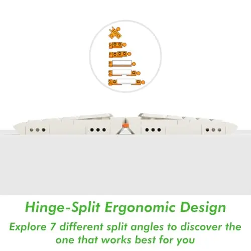 KBDcraft 07Israfel 50% Ergo-Split Low-Profile Mechanical Keyboard, 56-Key Ortho, Lego-Compatible Case, Wired, Linear Switch, Gasket Mount, Hot-Swappable, RGB, QMK, Vial for Win/Mac, Full Kit, White 6