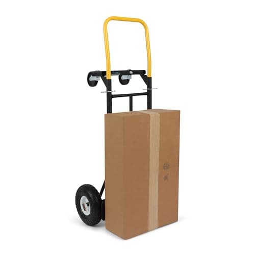 Simpli-Magic 800 lb Capacity 2 in 1 Convertible Hand Truck and Dolly with 10" Flat-Free Solid Rubber Wheels,Black with Yellow Handle. 6