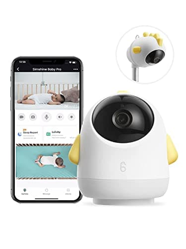 Simshine Smart Baby Monitor WiFi Smartphone AI Cry Soothing Lullaby, Sleep Breathing Analysis, 2K UHD Video Camera, 2-Way Talk, Night Vision, Virtual Fence