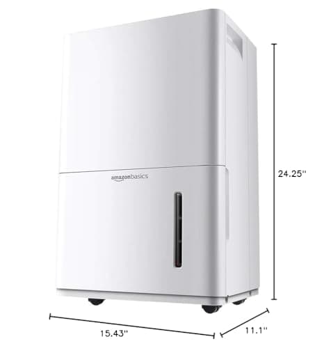 Amazon Basics 50-Pint Large Dehumidifier with Humidity Control, Timer, Auto-Defrost, Overflow Protection, Energy Star Certified, Washable Filter for Rooms up to 4000 SFT, White 7