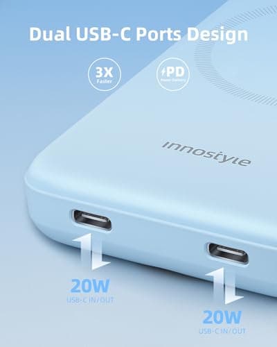 Innostyle Magnetic Power Bank, 10800mAh Wireless Portable Charger, Power Bank with Built in Cables, for iPhone 17/16/15/14/13/12 and Apple Watch Ultra/11/10/9/8/7/6/5, Blue 6