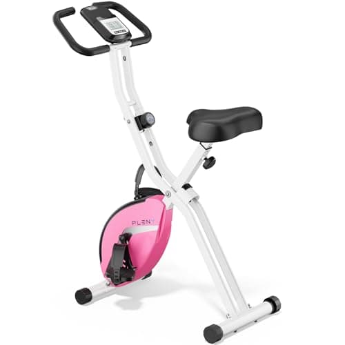 PLENY Folding Exercise Bike, Indoor Stationary Bike 16-Level Magnetic Resistance, Workout Bike for Home Workout Gym