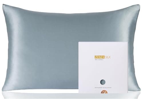ZIMASILK 100% Pure Mulberry Silk Pillowcase for Hair and Skin Health,Soft and Smooth,Both Sides Premium Grade 6A Silk,600 Thread Count,with Hidden Zipper,1pc (Queen 20''x30'',Dusty Blue)