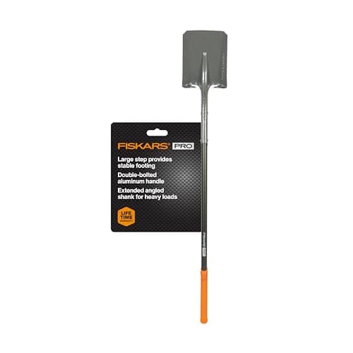 Fiskars Pro Transfer Shovel, Heavy Duty Garden Spade Shovel for Digging and Moving Materials, Extruded Aluminum Handle, 58 Inches