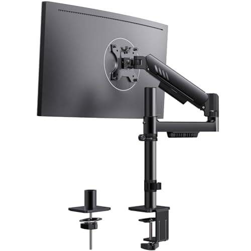 ErGear Single Monitor Arm, Adjustable Desk Gaming Monitor Mount for 13-34″ Screens, Up to 19.8 lbs, Enhanced Stability with Integrated C-Clamp, Upgraded Cable Management, VESA 75x75/100x100mm, Black