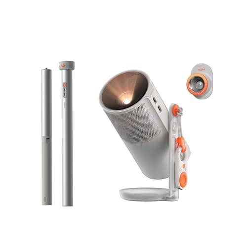 XGIMI MoGo 4 2025 NEW Portable Projector with PowerBase Stand, 5 Hours of Playtime, Google TV with Licensed Netflix, 360° Adjustable Stand, 450 ISO Lumens, 2 x 6W Harman Kardon