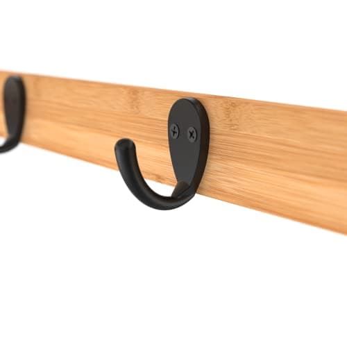 ClosetMaid Bamboo Wall Shelf with Towel Bar, 3 Hooks, Wall Mount Storage Shelves, 2 Tier, Organizer Rack, Natural Finish 7