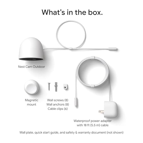 Google Nest Cam Outdoor (Wired, 2nd Gen) - Security Camera with 2K Video and Gemini, Night Vision, 2-Way Audio - Works with Google Home - 2025 Model - Snow 12