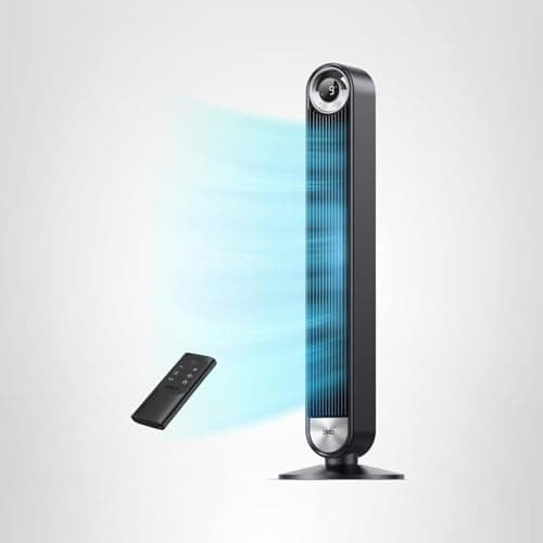 DREO Tower Fan for Bedroom, Upgraded DC 9 Speeds 25dB Ultra-Quiet Floor Fan, 90° Oscillating Fans with 28ft/s Velocity, 12H Timer, Standing Fan, Bladeless Fan Powerful for Home Office Room 9