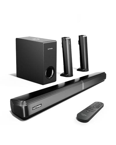 ULTIMEA 4.1ch Sound Bar for Smart TV with Subwoofer, Peak Power 200W, 2-in-1 Detachable Soundbar for TV, Bluetooth 5.3, Bass Adjustable, 3 EQ Modes TV Sound Bar, HDMI ARC/Optical/Aux, Apollo S50