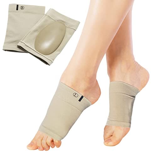 YLYLXIMA Arch Support Sleeves Compression Arch Support Plantar Fasciitis Relief Brace with Gel Pad Inside Metatarsal Foot Arch Supports for Flat Feet Arch and Foot Pain - Men Women (1 Pair Beige)