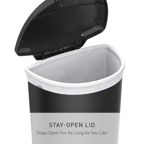 simplehuman 50 Liter / 13 Gallon Semi-Round Kitchen Step Trash Can with Secure Slide Lock, Black Plastic 6